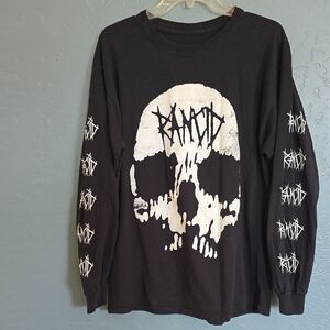 03 Y2K Rancid Tour Black Long Sleeve Graphic Tee - Skull Logo